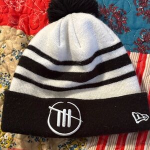 Black and White Striped Beanie track house racing